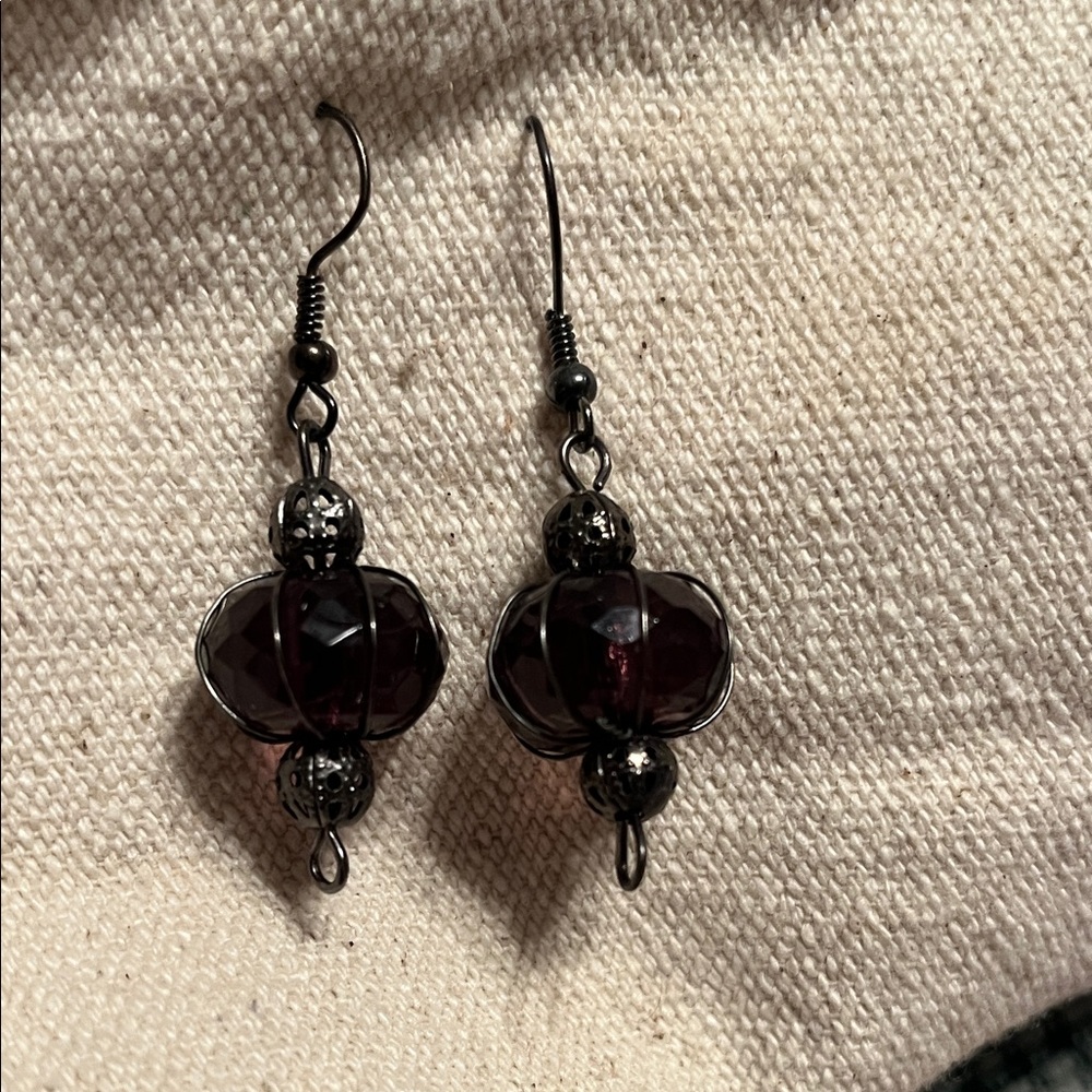 Elegant Purple  and Silver Earrings